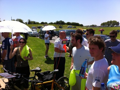Team A and Base camp members at the start
